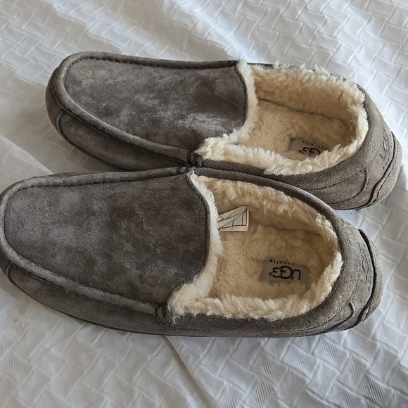 Men UGG Grey Suede LEATHER Loafers Comfort Cozy Loafers Shoes main image 7